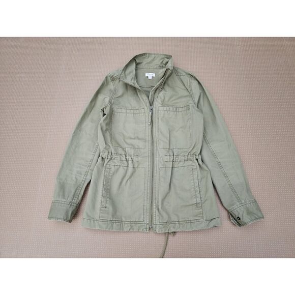 J. Crew Womens Field Jacket Size XXS Petite Hooded Army Green Zip Button Long - Picture 1 of 7